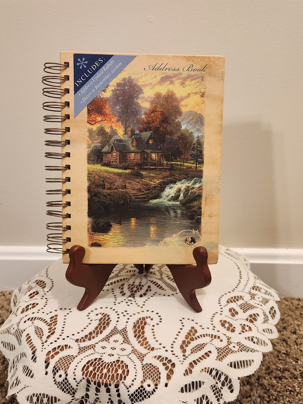 Thomas Kinkade "Mountain Retreat" Address Book With Address Update Labels NEW